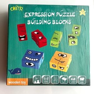 Expression Puzzle Building Blocks Wooden Toy